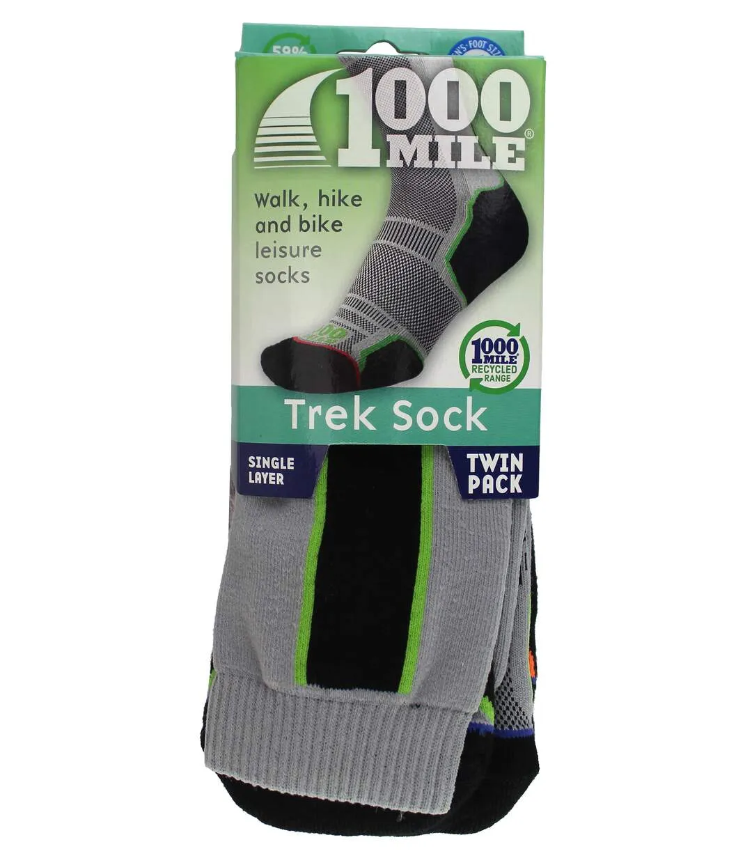 1000 Mile - 2 Pack Mens Walking Single Layer Socks