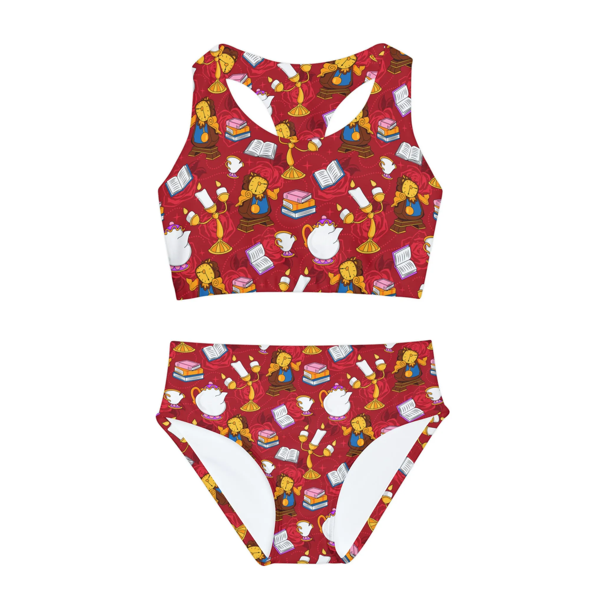 Disney Beauty And The Beast Belle's Friends Girls Two Piece Swimsuit