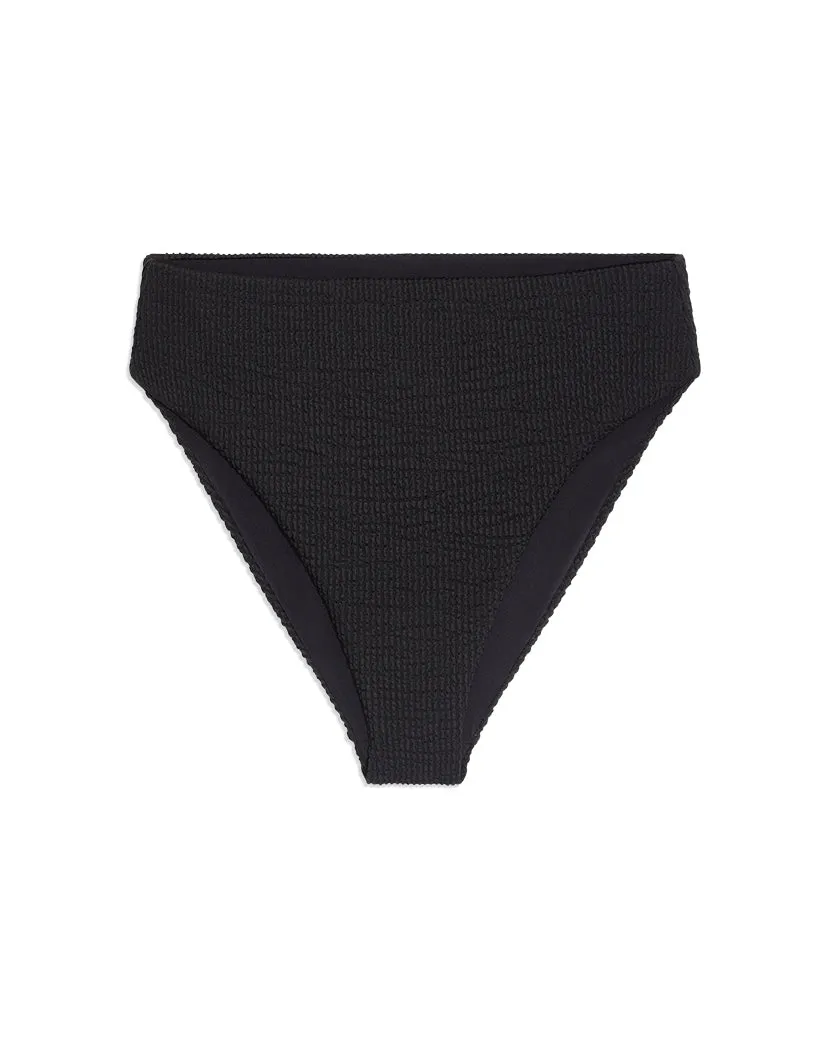 Emily Spongie Seersucker Bikini Bottom | Black