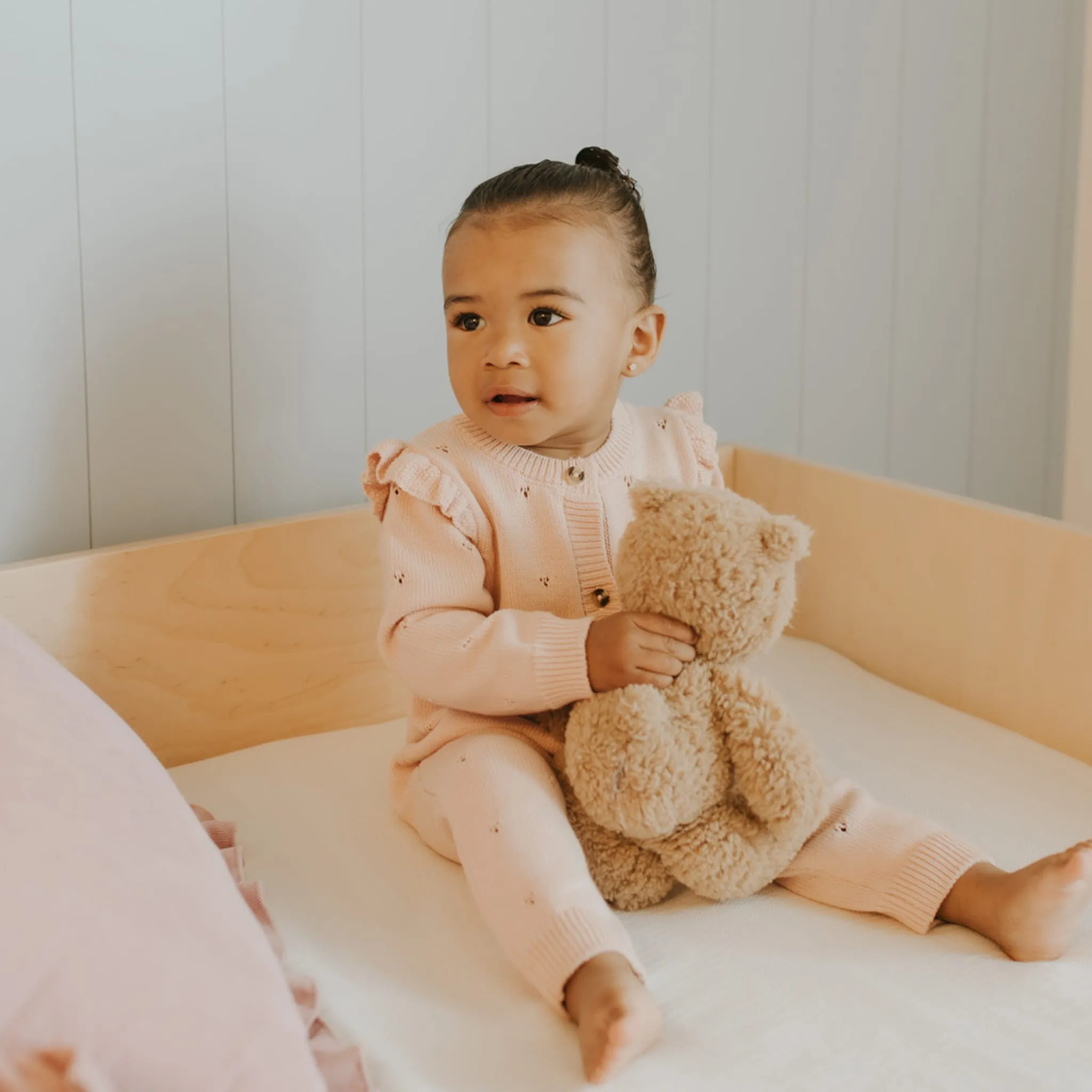 Firsts by Petit Lem Peony Pointelle Knit Playsuit  - Clement