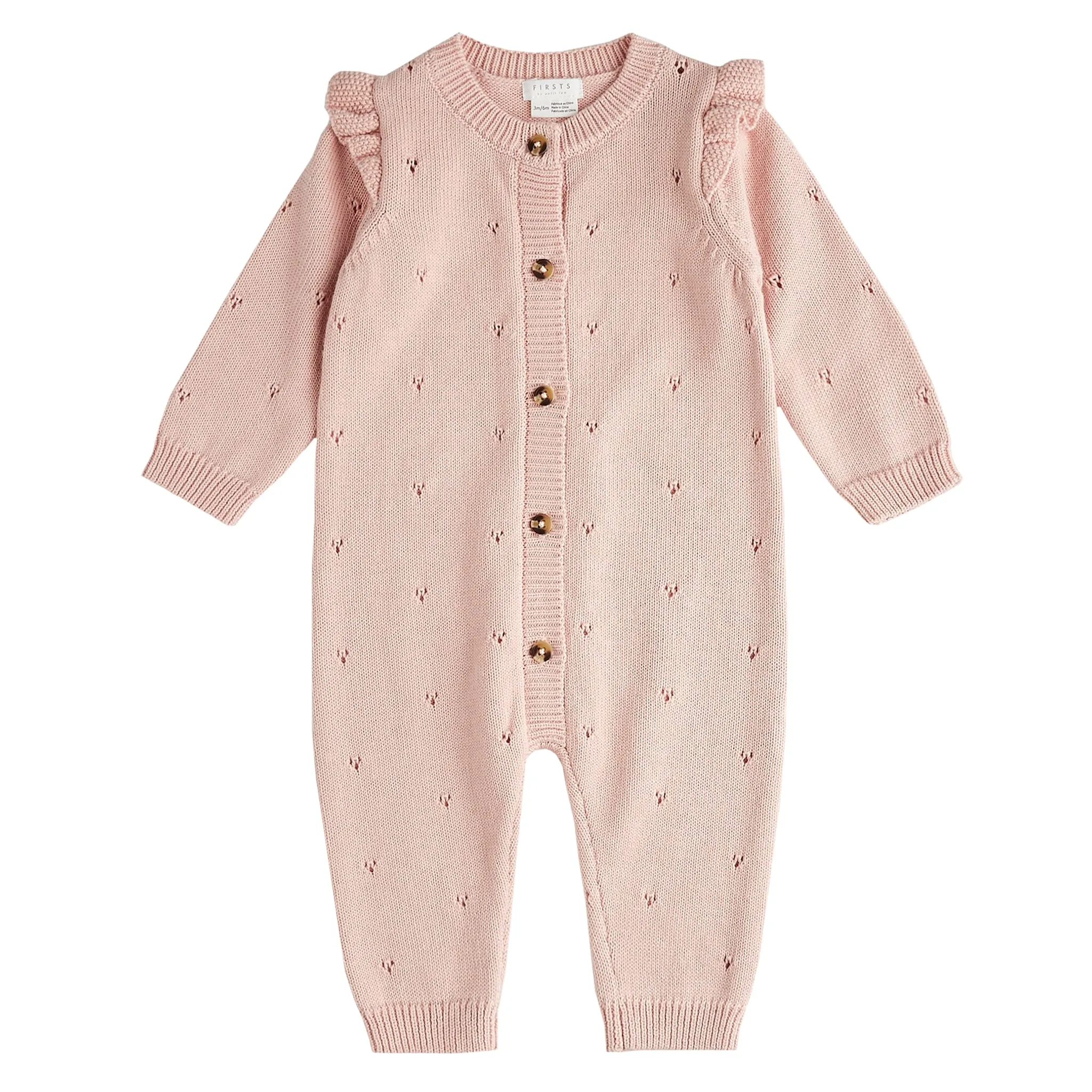 Firsts by Petit Lem Peony Pointelle Knit Playsuit  - Clement