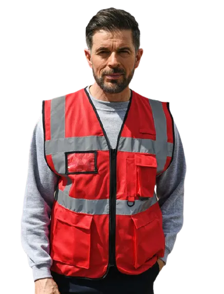 Korntex Red Hi Vis Executive Multifunction Vest - AP-KXEXECRE - (DISC-X)