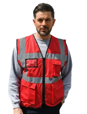 Korntex Red Hi Vis Executive Multifunction Vest - AP-KXEXECRE - (DISC-X)