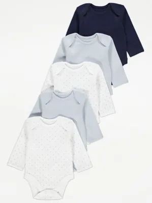 Long Sleeve Bodysuits 5 Pack | Baby | George at ASDA