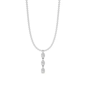 Round diamond pear shape chain necklace