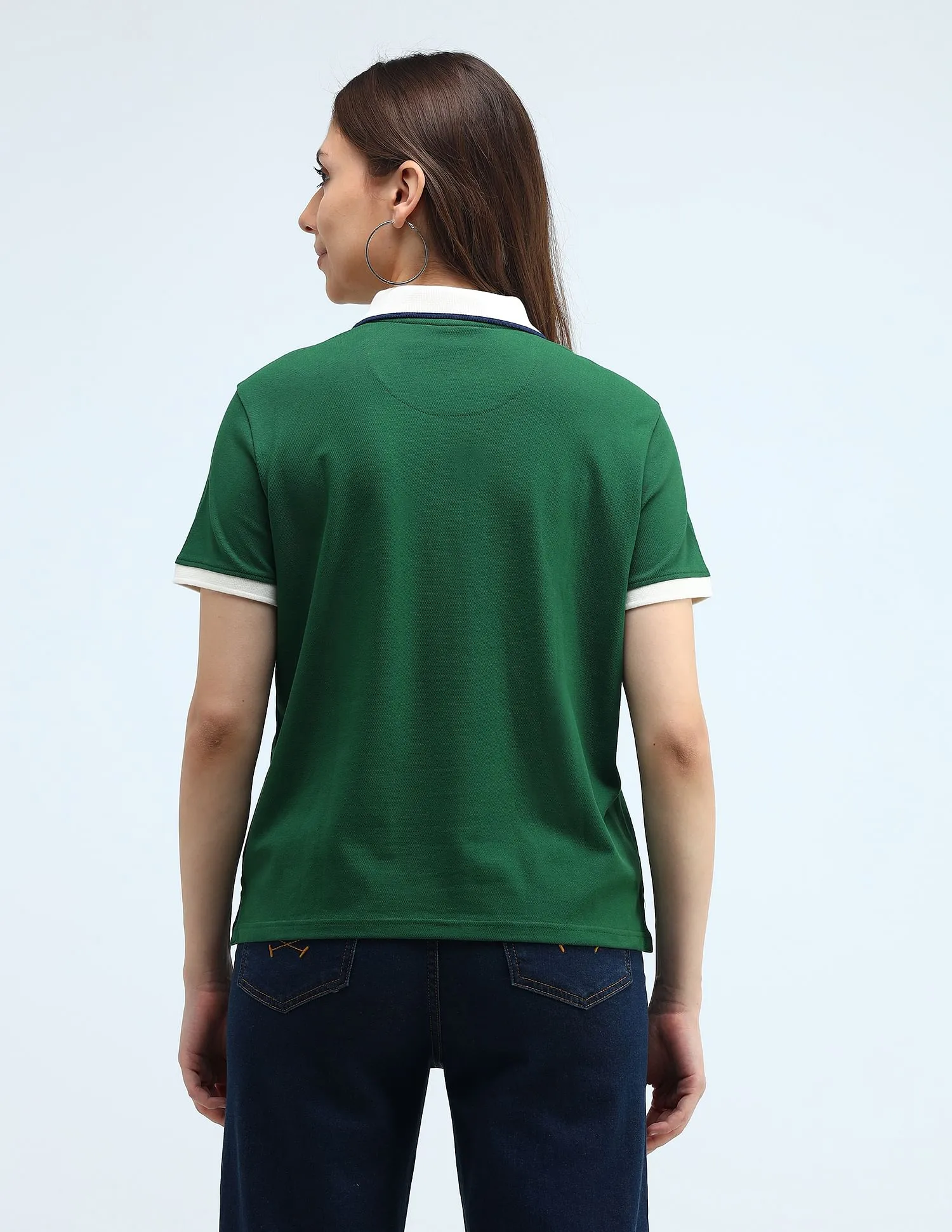 U.S. Polo Assn. Women Contrast Collar Relaxed Fit Polo Shirt