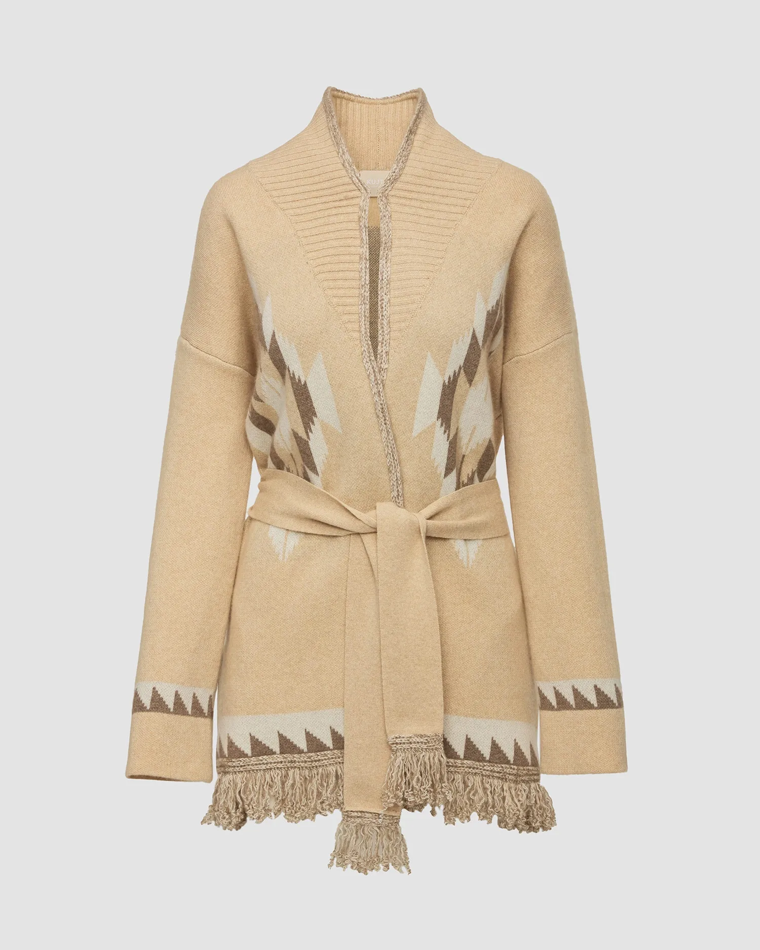 Women's beige cashmere cardigan Kujten Micky f2713-2